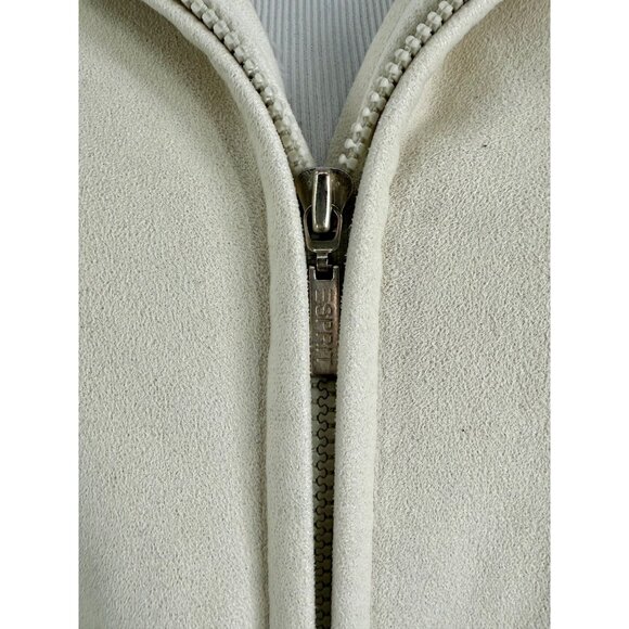 Vintage Y2K Esprit Cream Faux Suede Shearling Penny Lane Hooded Coat • Cozy Boho - Picture 4 of 16